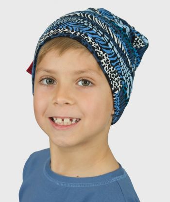 Baggy Hat Mixed Print Blue