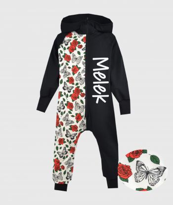 OnePiece Jumpsuit Roses And Butterflies Black