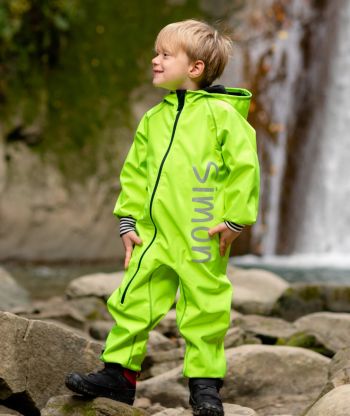 Waterproof Softshell Overall Comfy Neon Green Striped Cuffs Jumpsuit